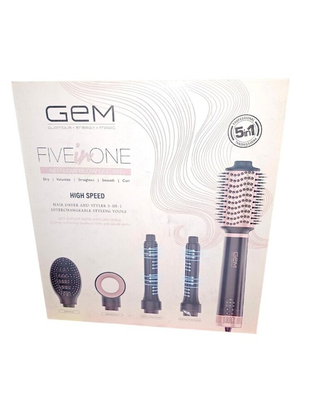 Gem 5 In 1 Air Flow Blow Out Kit Interchangeable Styling Tools NEW Open Box - Picture 1 of 5